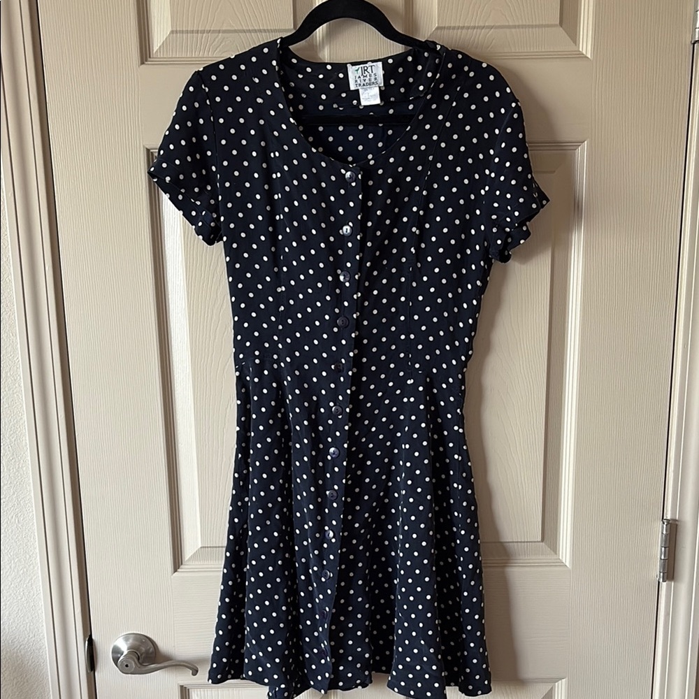Vintage James River Traders polka dot silk mini dress